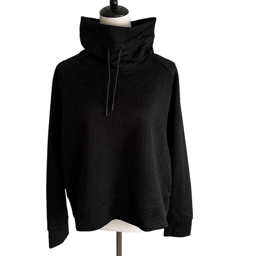 Juicy Couture Sport XL Black Jacquard Textured Pullover Crop Sweatshirt